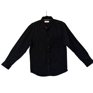Scullers‎ Button Down Shirt Mens Medium Black Micro Dot Slim Fit Smart Casual